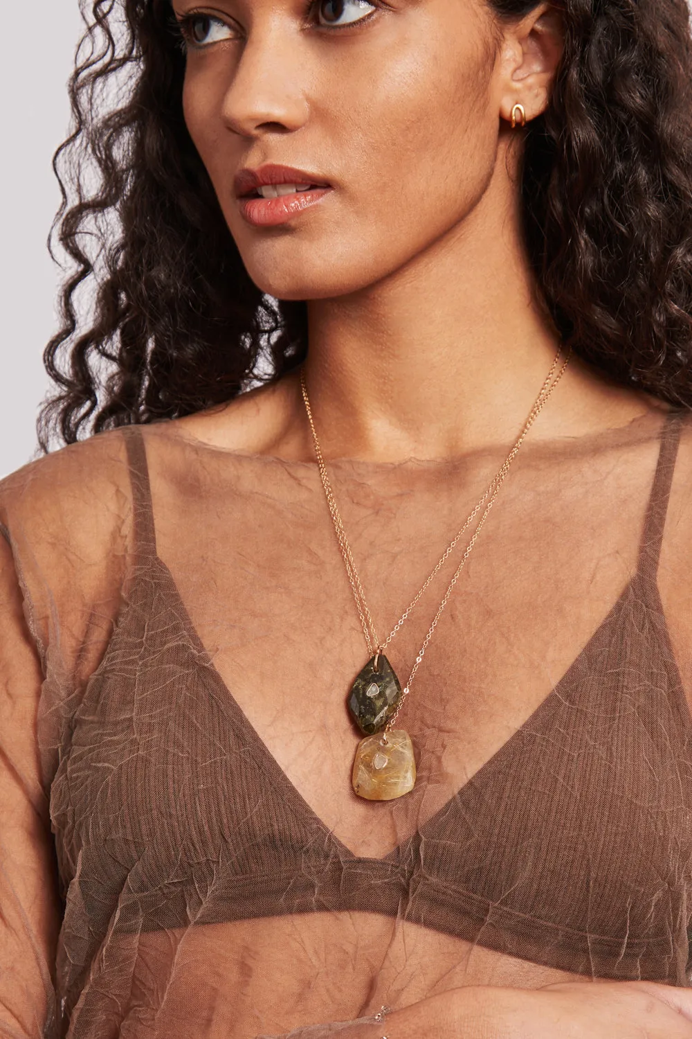 14k River Necklace Rutilated Quartz