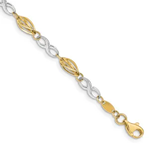 14K two-tone gold infinity symbol bracelet 7.5-inch length