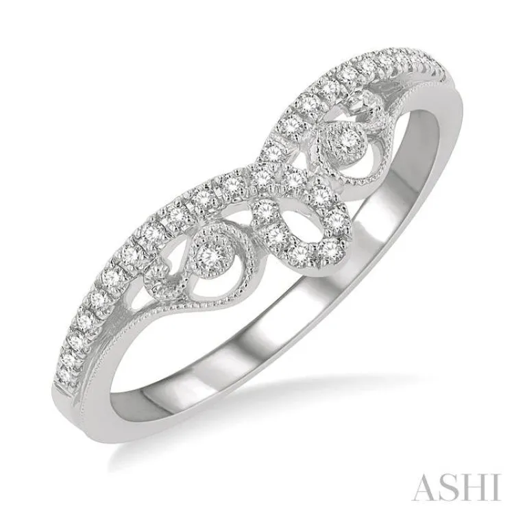 1/6 Ctw Chevron Loop Lattice Round Cut Diamond Wedding Band in 14K White Gold