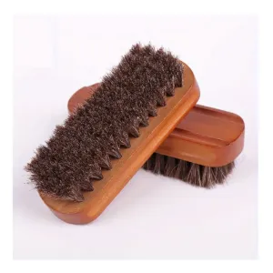 1PC Wooden Horsehair Brush, Shoe Cleaning & Polishing Tool