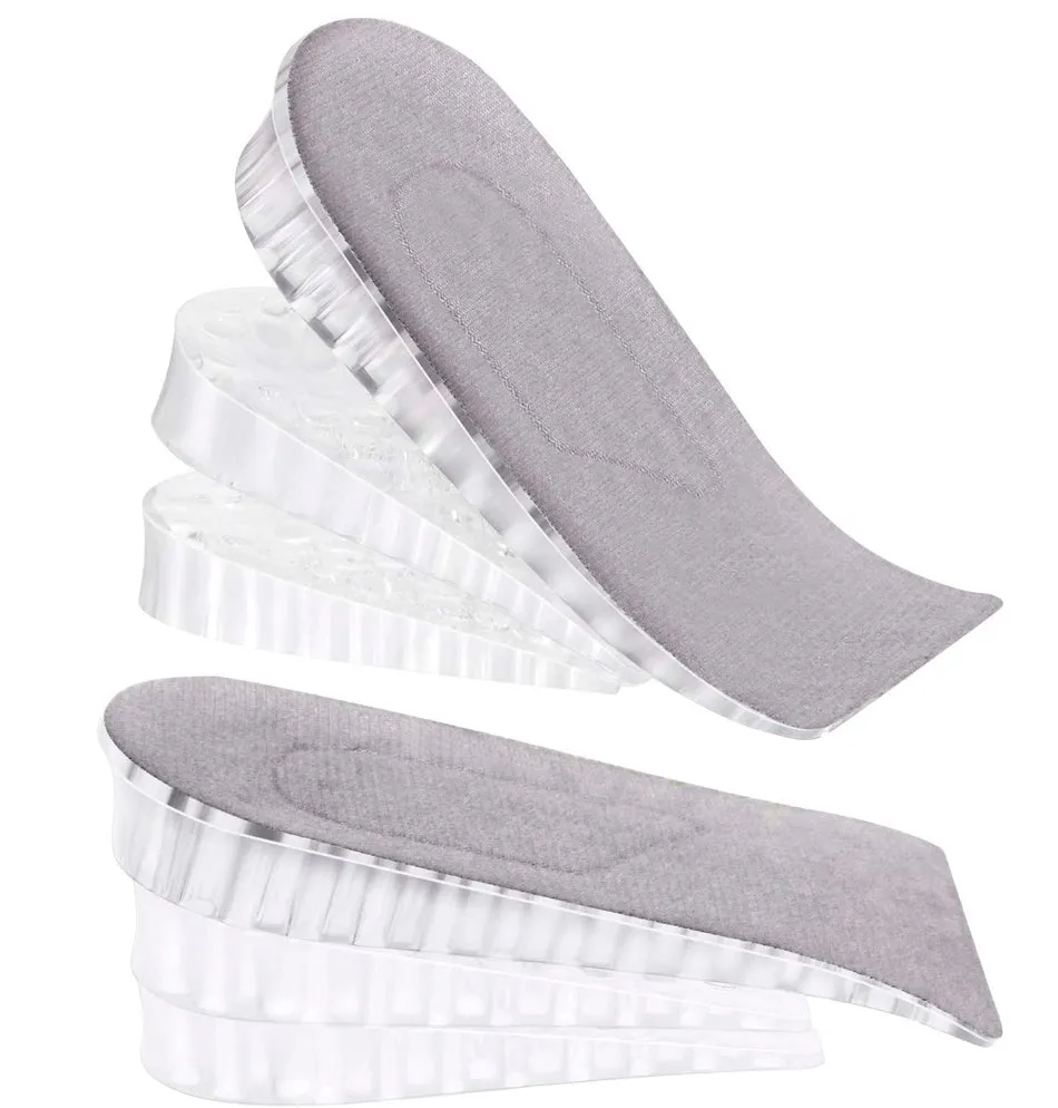 2 Pairs Heel Lift Inserts Height Increase Insole Invisible Heightening Insole Sillicone 3-Layer Heel