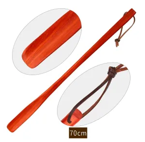 27.6 inch Extra Long Handled Shoehorn with Leather Strap for Boots & Shoes  Color Red