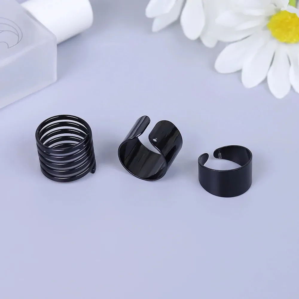 3Pcs Punk Black Wide Rings Female Anillos Stack Plain Band Midi Mid Finger Knuckle Rings Set for Women Anel Rock Jewelry Male