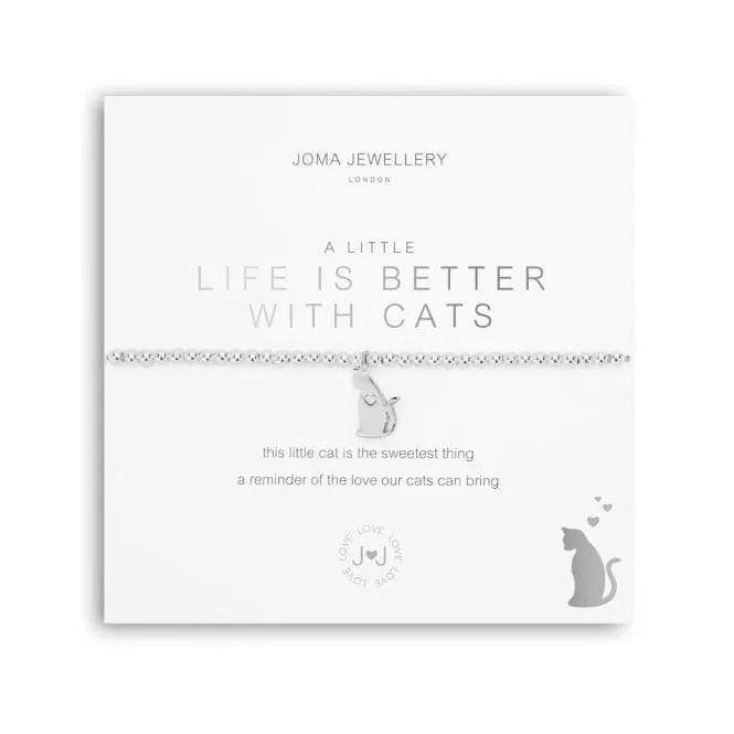 A Little Life Is Better With Cats Silver 17.5cm Stretch Bracelet 5218