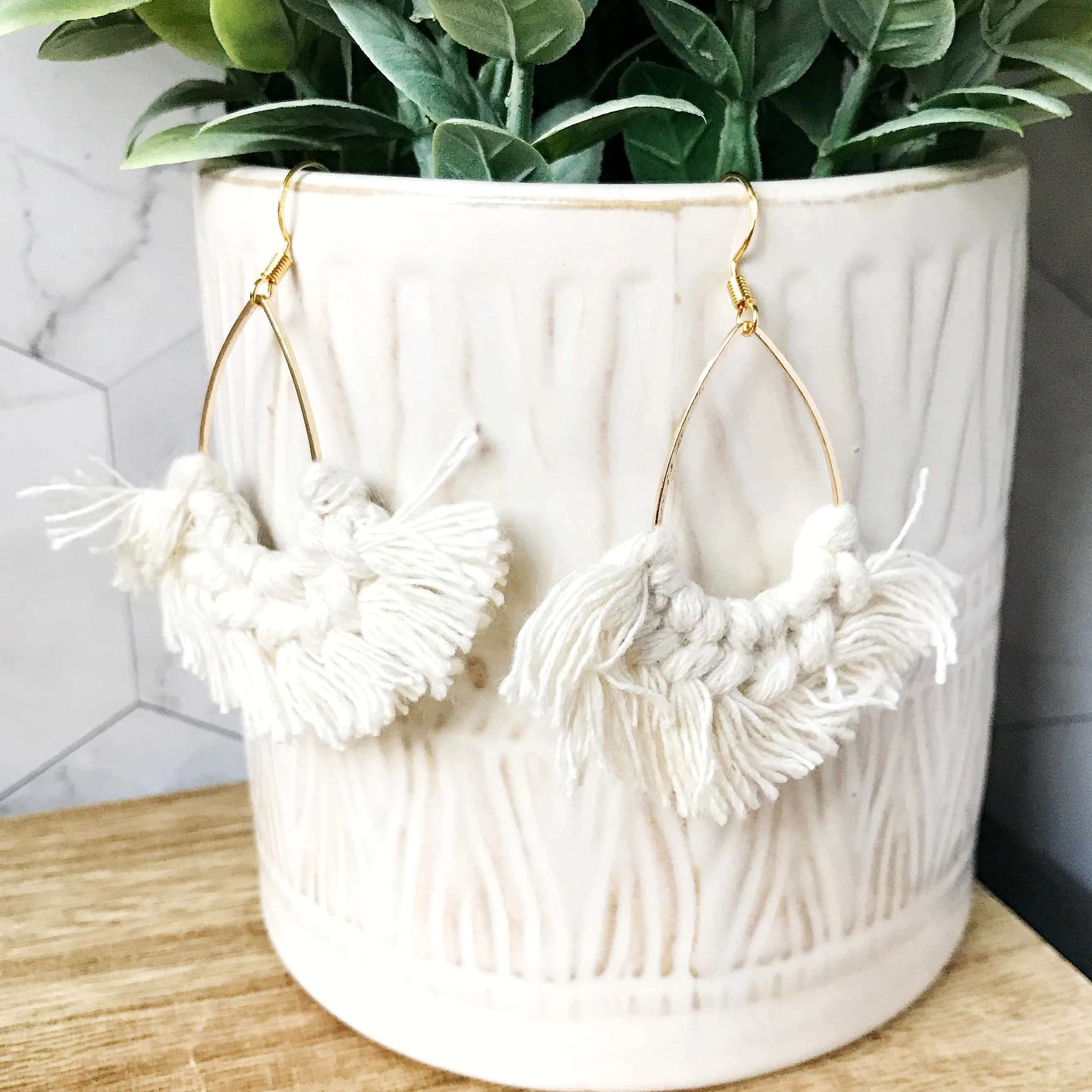 Annette - Framed Weave Tassel Boho Earrings