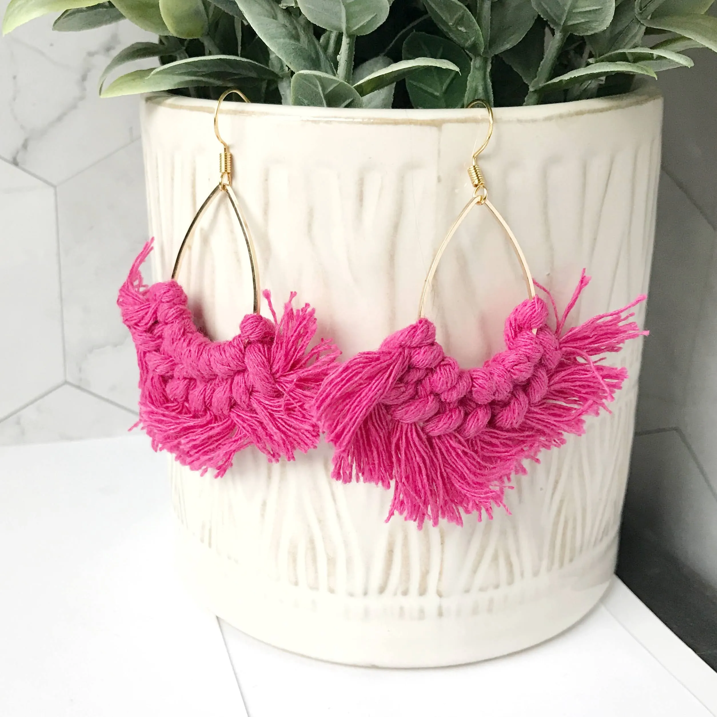 Annette - Framed Weave Tassel Boho Earrings