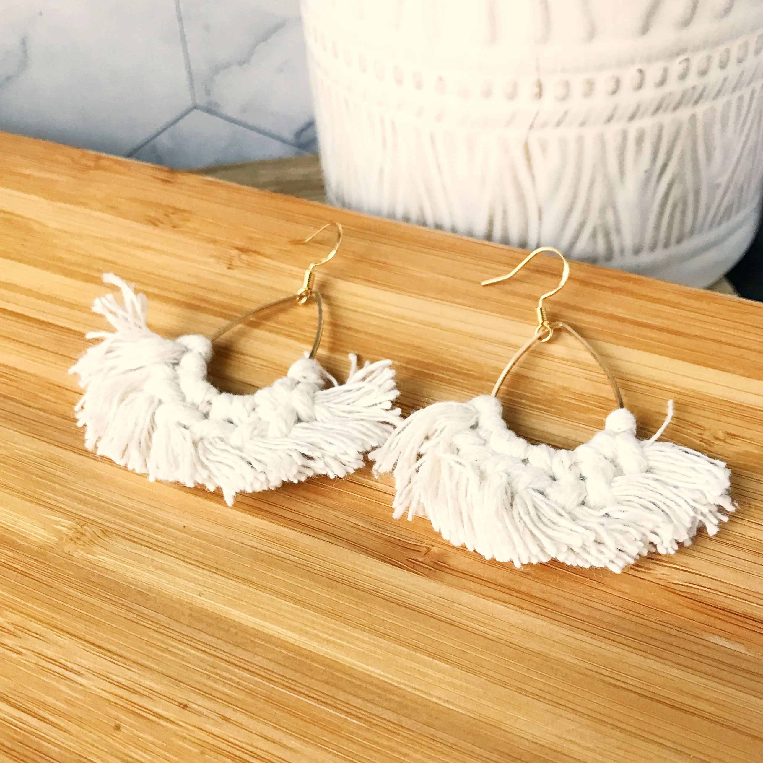 Annette - Framed Weave Tassel Boho Earrings