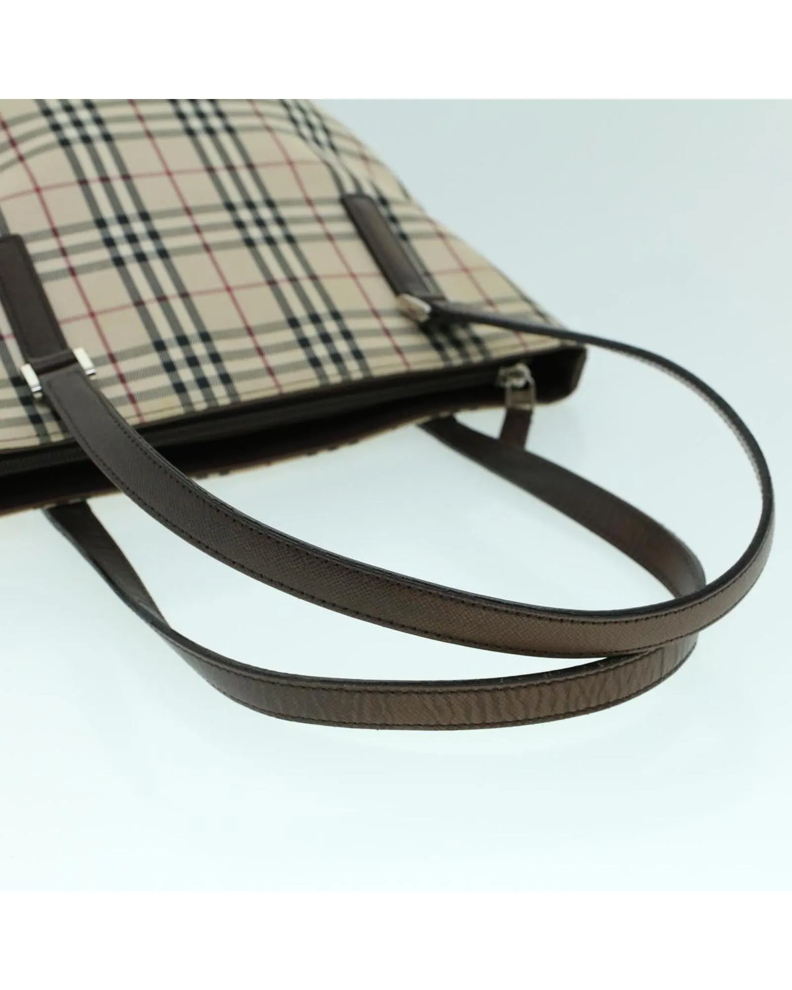 Authentic Checkered Canvas Leather Tote Bag