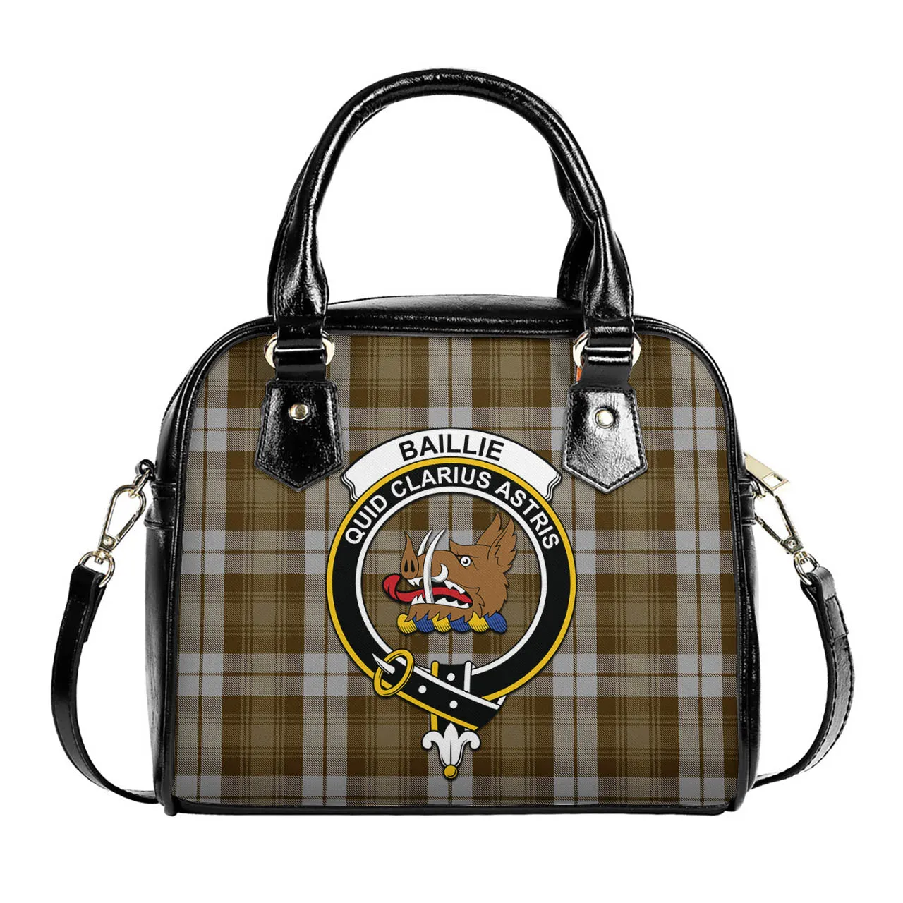 Baillie Dress Tartan Shoulder Handbags with Family Crest