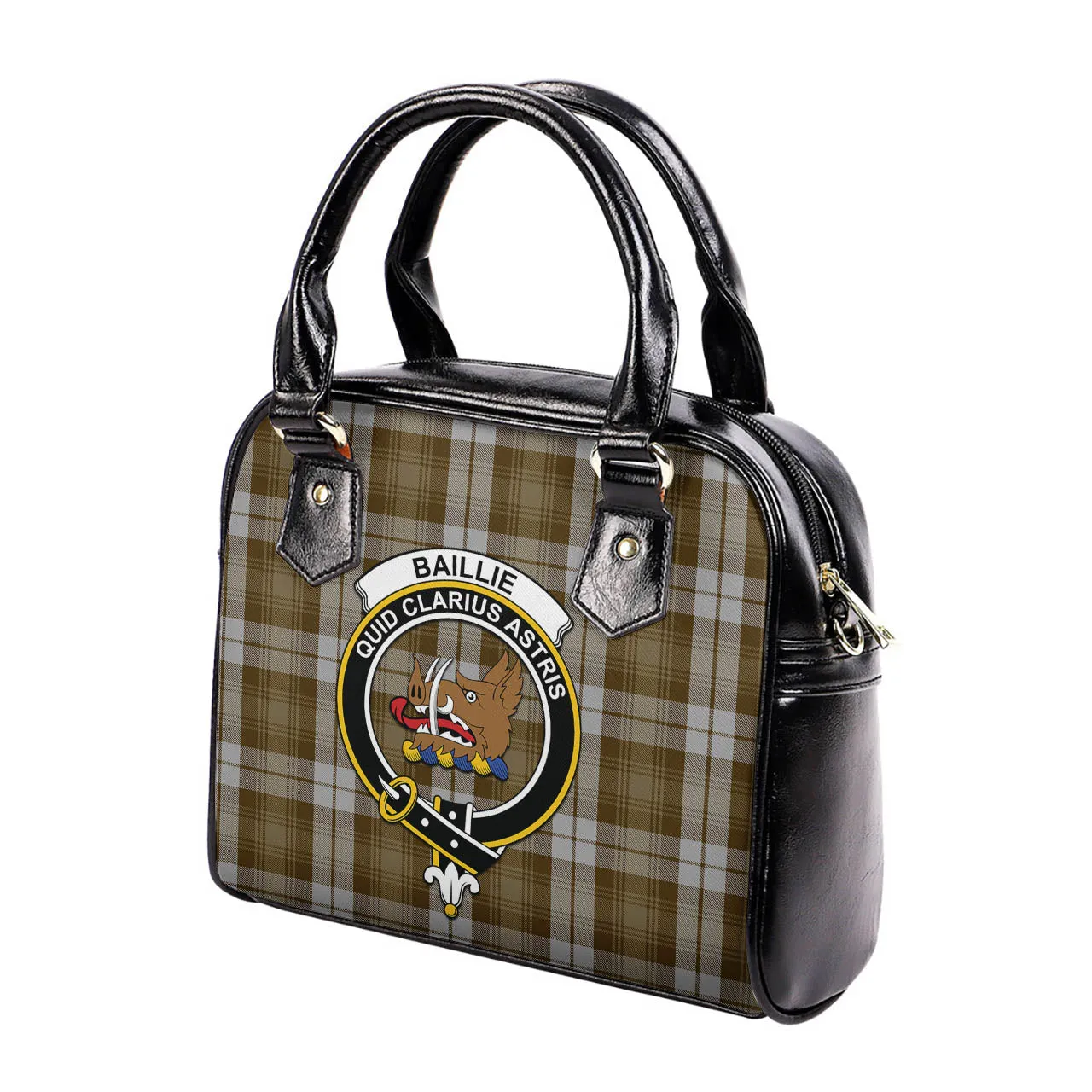 Baillie Dress Tartan Shoulder Handbags with Family Crest