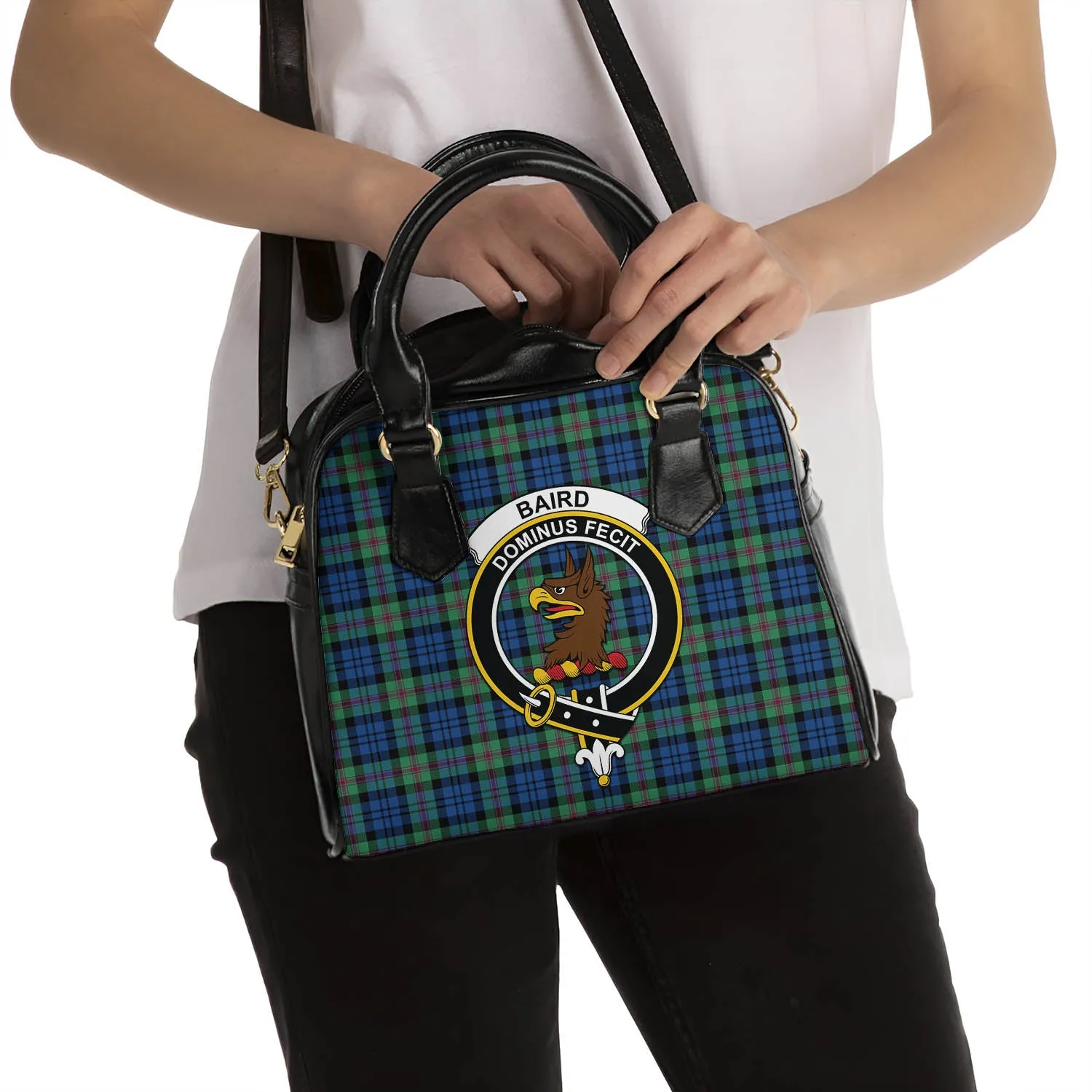 Baird Ancient Tartan Shoulder Handbags with Family Crest