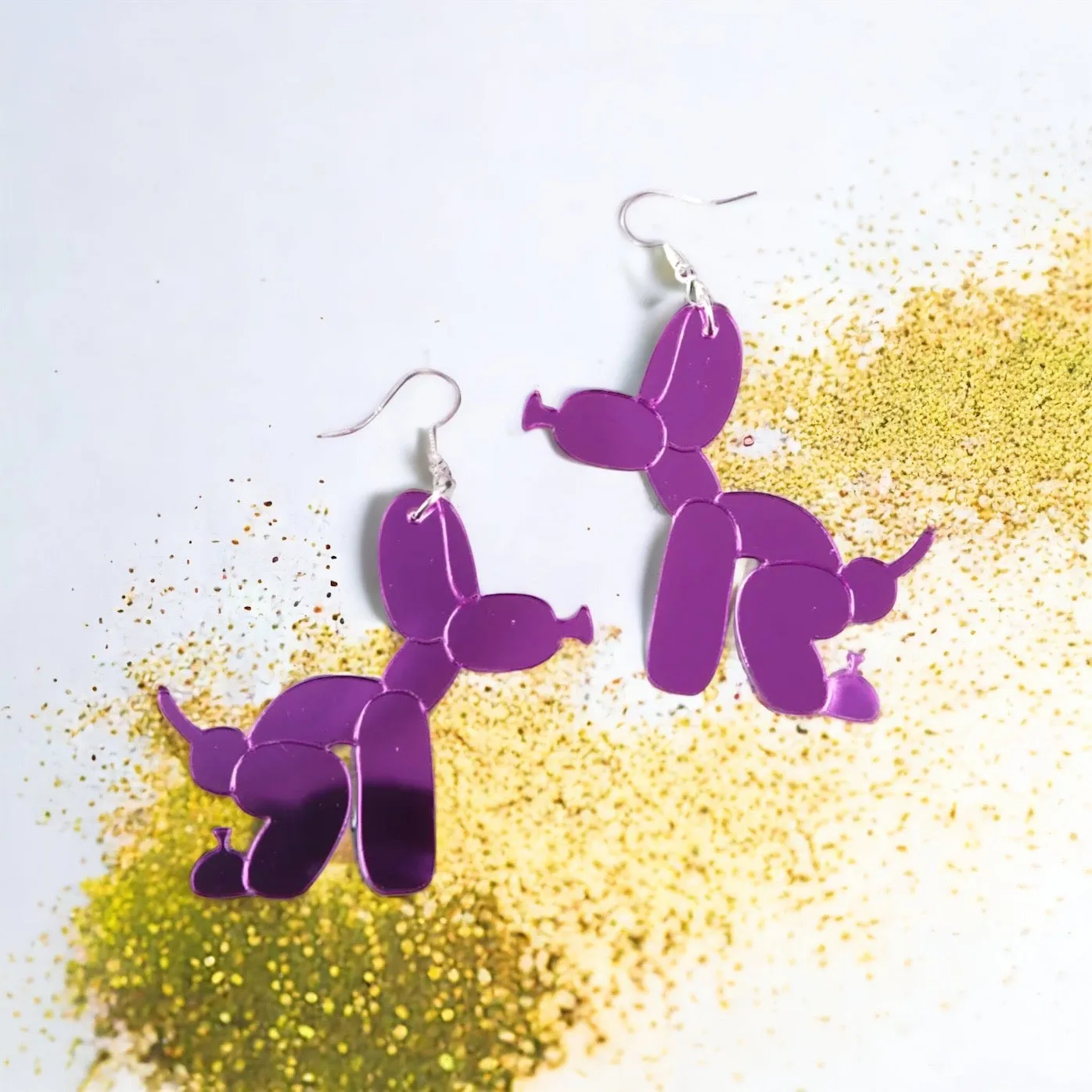 Balloon Dog Earrings - Handmade Jewelry, Mardi Gras Earrings, Pooping Balloon Dog, Handmade Earrings, Funny Gift, Funky Jewelry