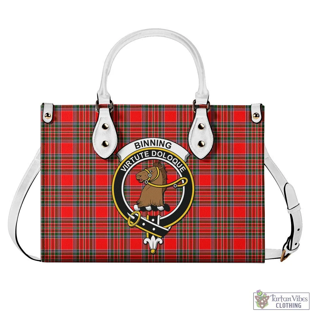 Binning Tartan Luxury Leather Handbags with Family Crest