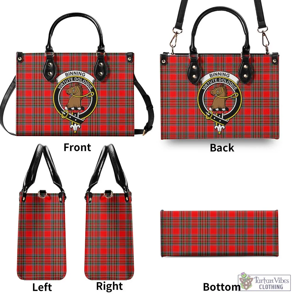 Binning Tartan Luxury Leather Handbags with Family Crest