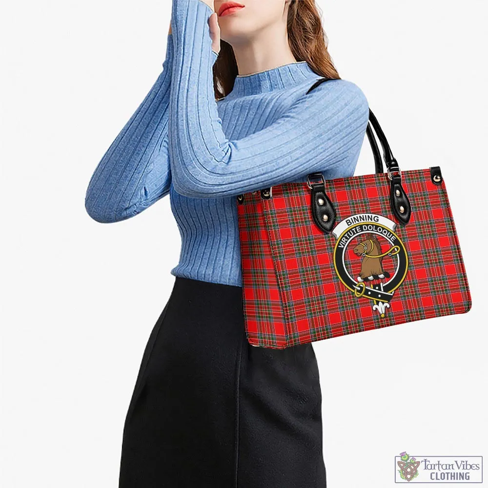 Binning Tartan Luxury Leather Handbags with Family Crest