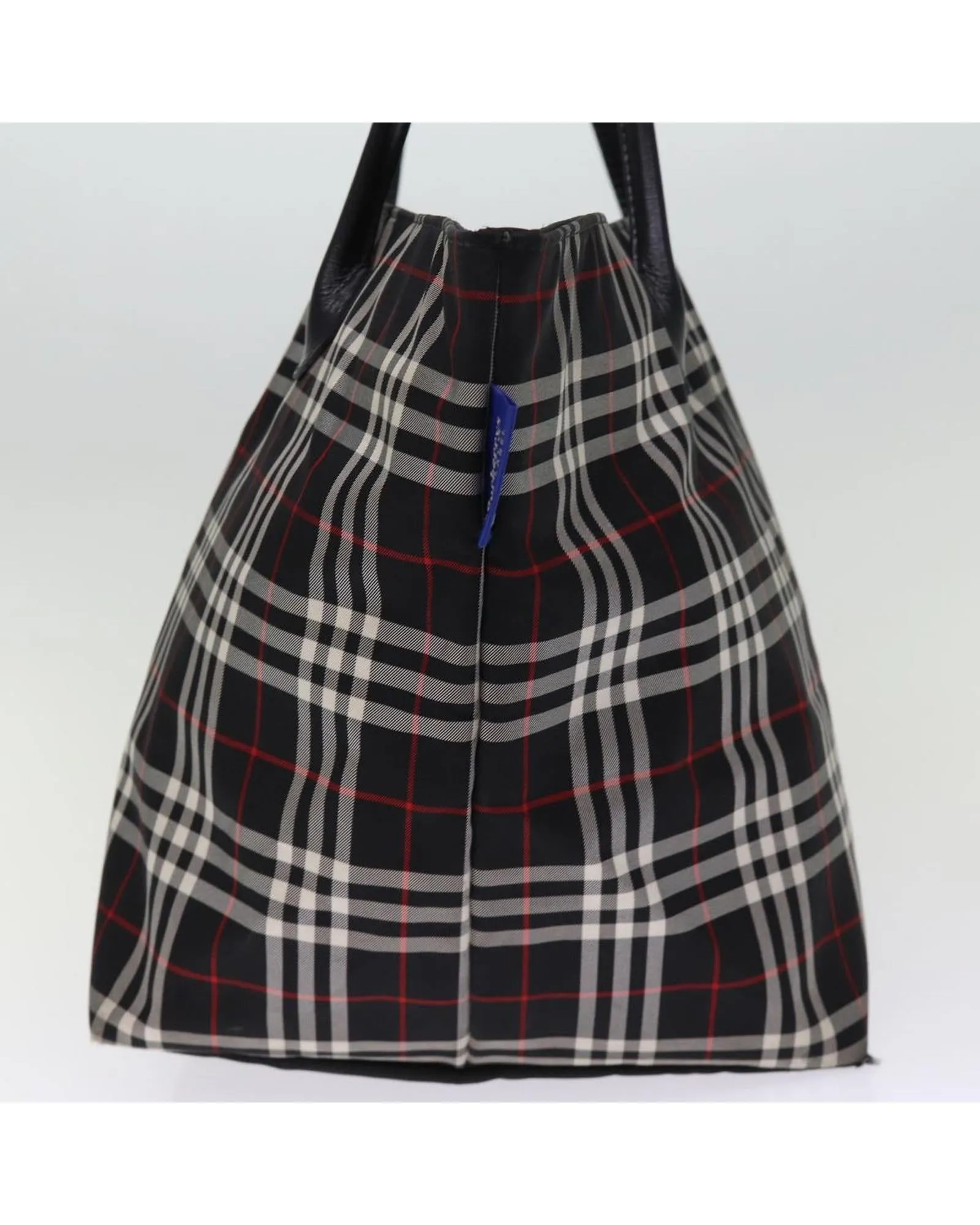 Black Nylon Tote Bag with Nova Check Pattern