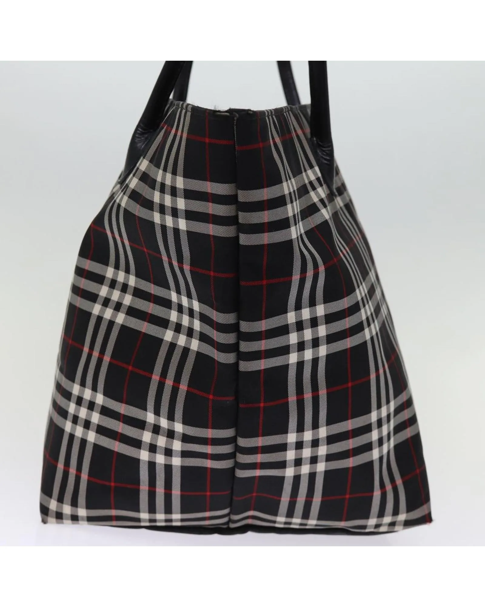 Black Nylon Tote Bag with Nova Check Pattern