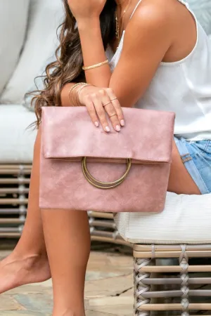 Blush Fold-over O-ring Clutch