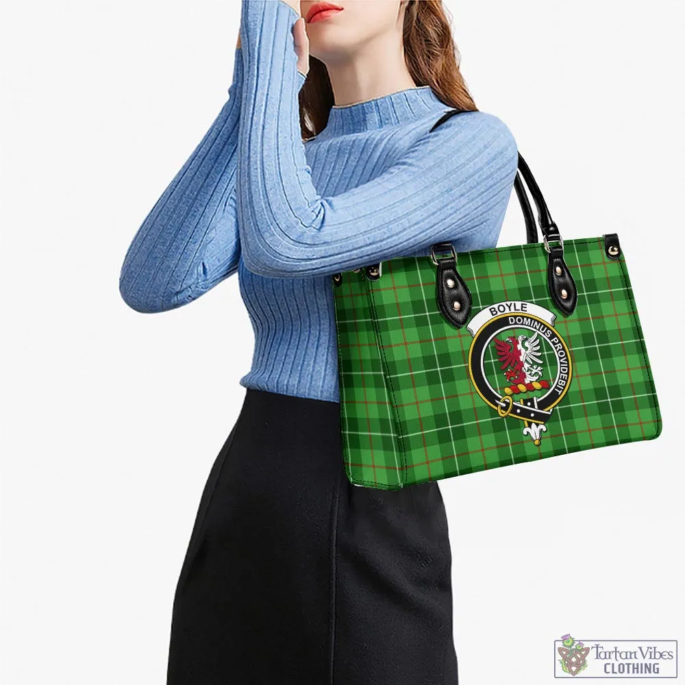 Boyle Tartan Luxury Leather Handbags with Family Crest