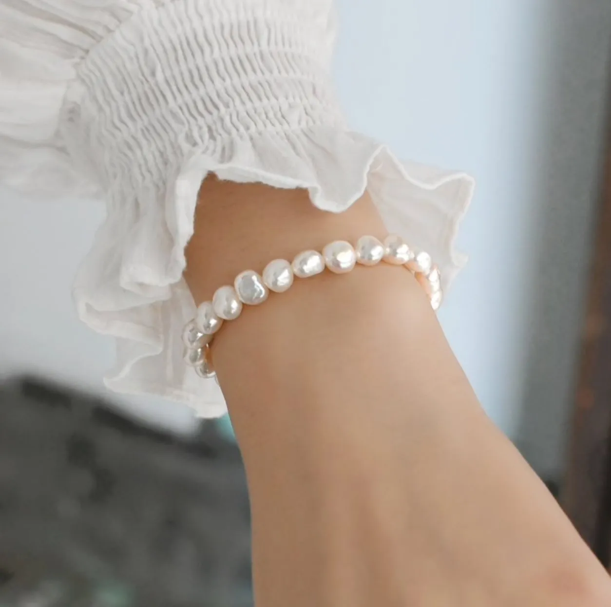 Cara Freshwater Pearl Bracelet White