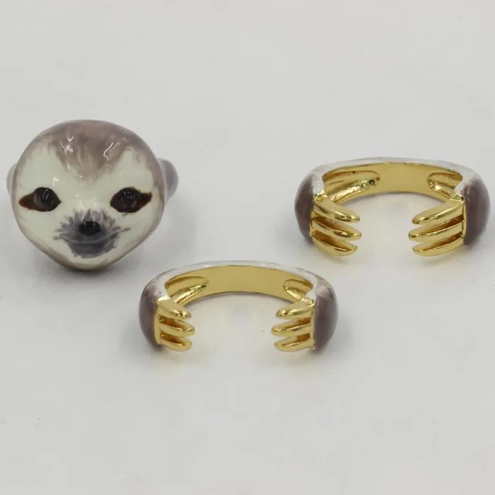 Colorful Sloth Design 3 Pieces Enamel Rings Sets