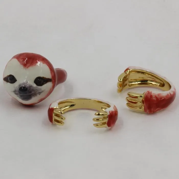 Colorful Sloth Design 3 Pieces Enamel Rings Sets