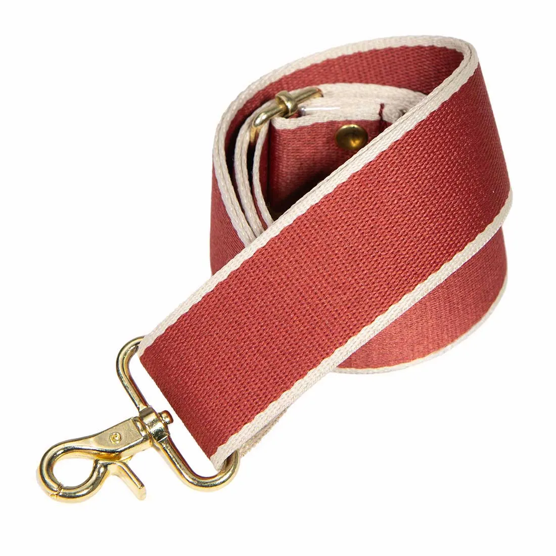 Cotton Striped Webbing Cross Body/Shoulder Strap- Red Clay/Ivory