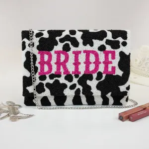 Cow Print Pink Bride Clutch