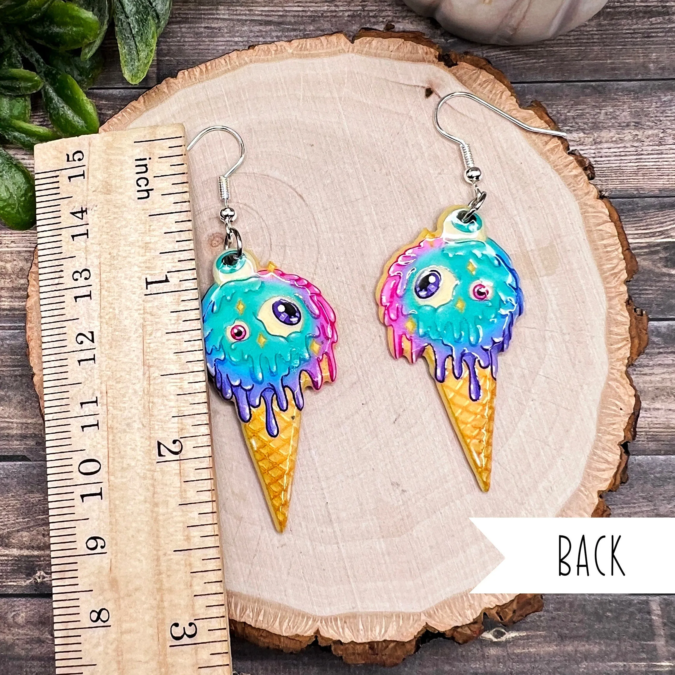 Creepy Spooky Eyeball Lava Lamp Ice Cream Hypoallergenic  Space Lightweight Earrings Halloween