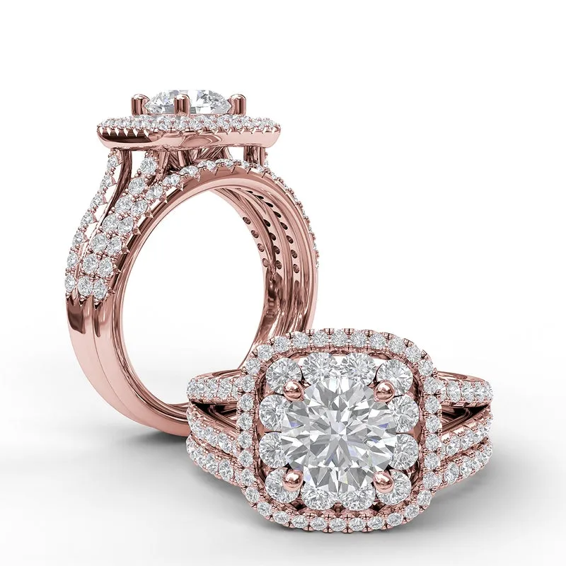 Fana Exquisite Unique Double Halo Engagement Ring