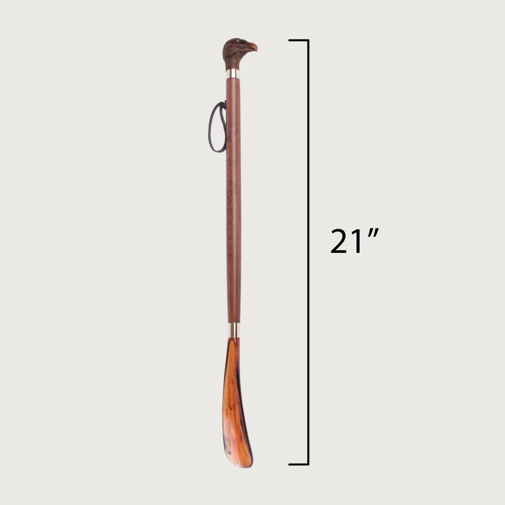 FootFitter Classic 21" Medium Shoe Horn with Wooden-Style Eagle Handle