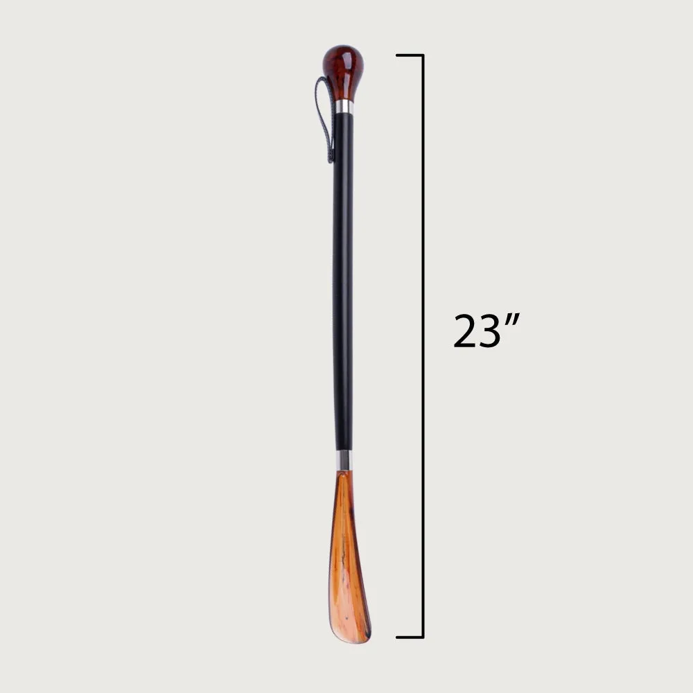 FootFitter Classic 23" Medium Shoe Horn with Tortoiseshell Knob Handle