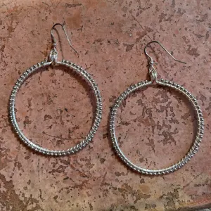 Full Hoop Earrings Wrapped with Ball Chain (click for metal colors & sizes) #107