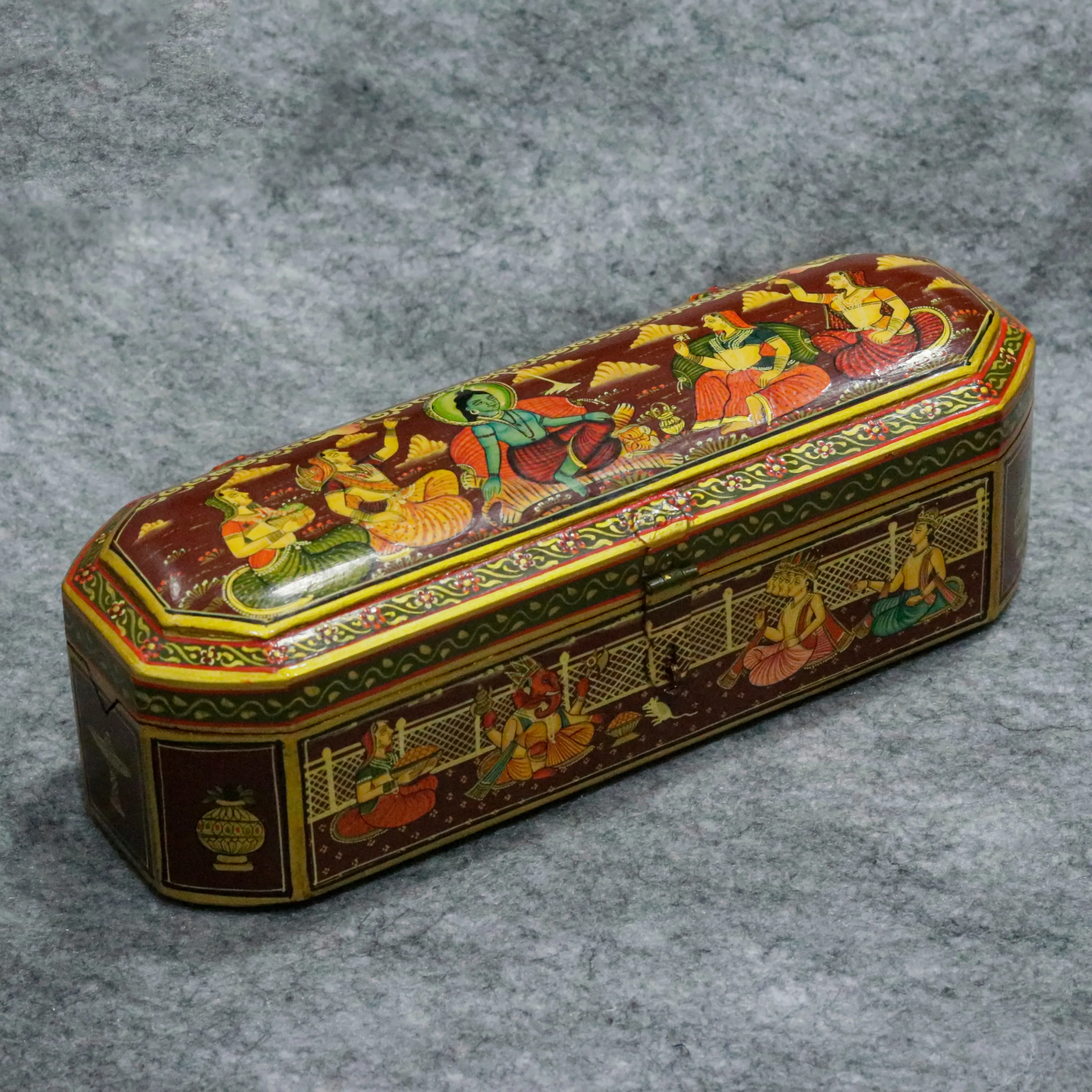 Hand Painted Indian Art jeweler box with multiple slots