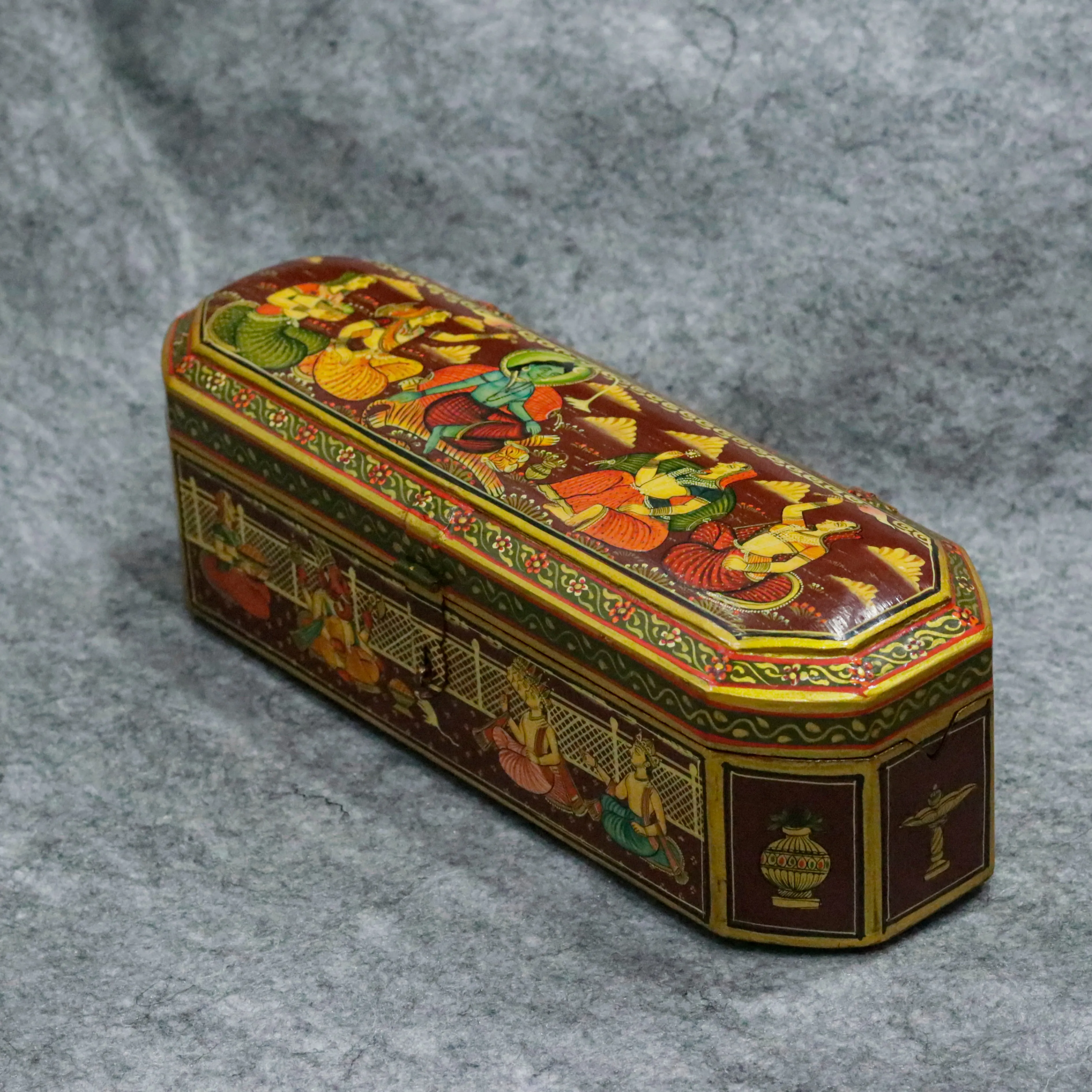 Hand Painted Indian Art jeweler box with multiple slots