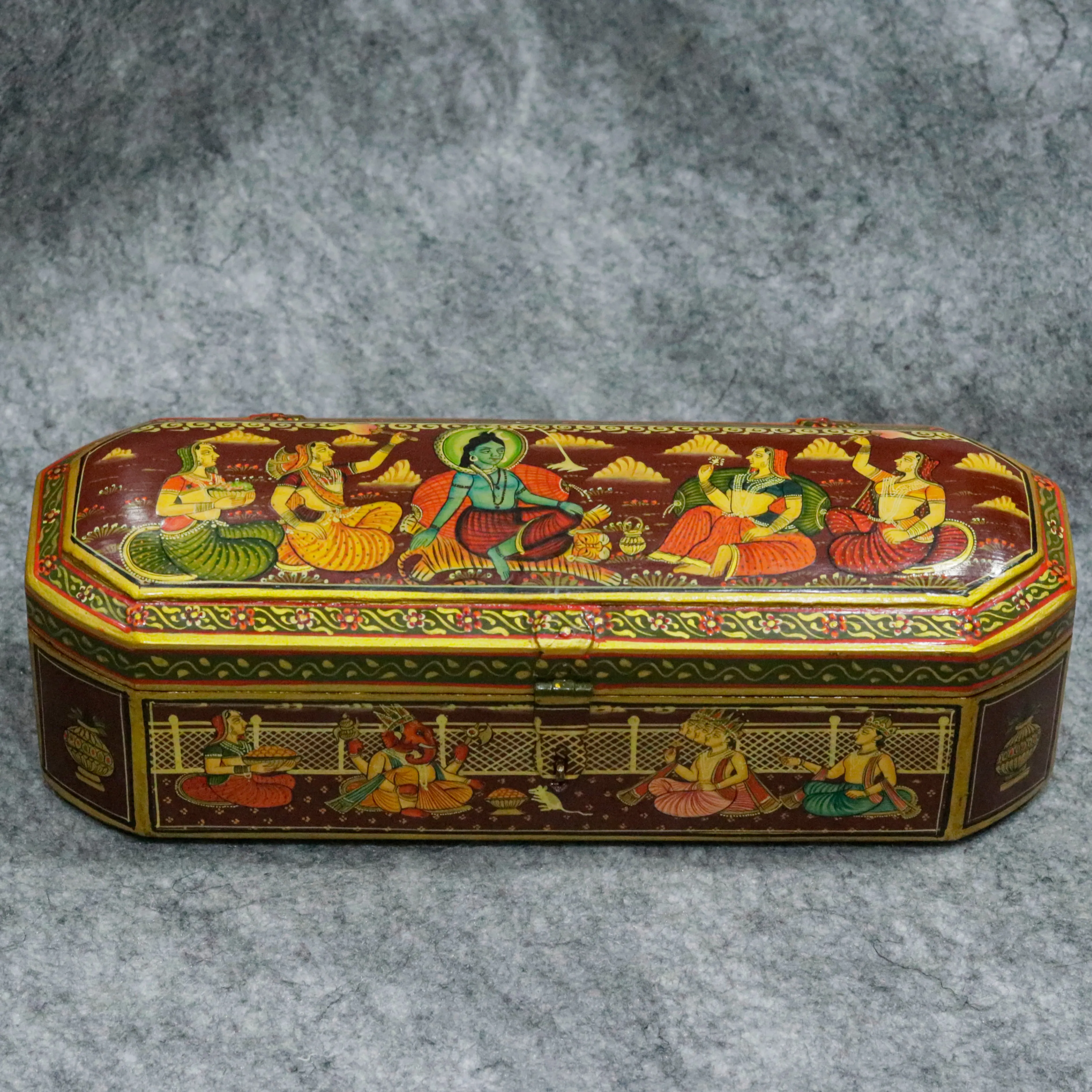 Hand Painted Indian Art jeweler box with multiple slots