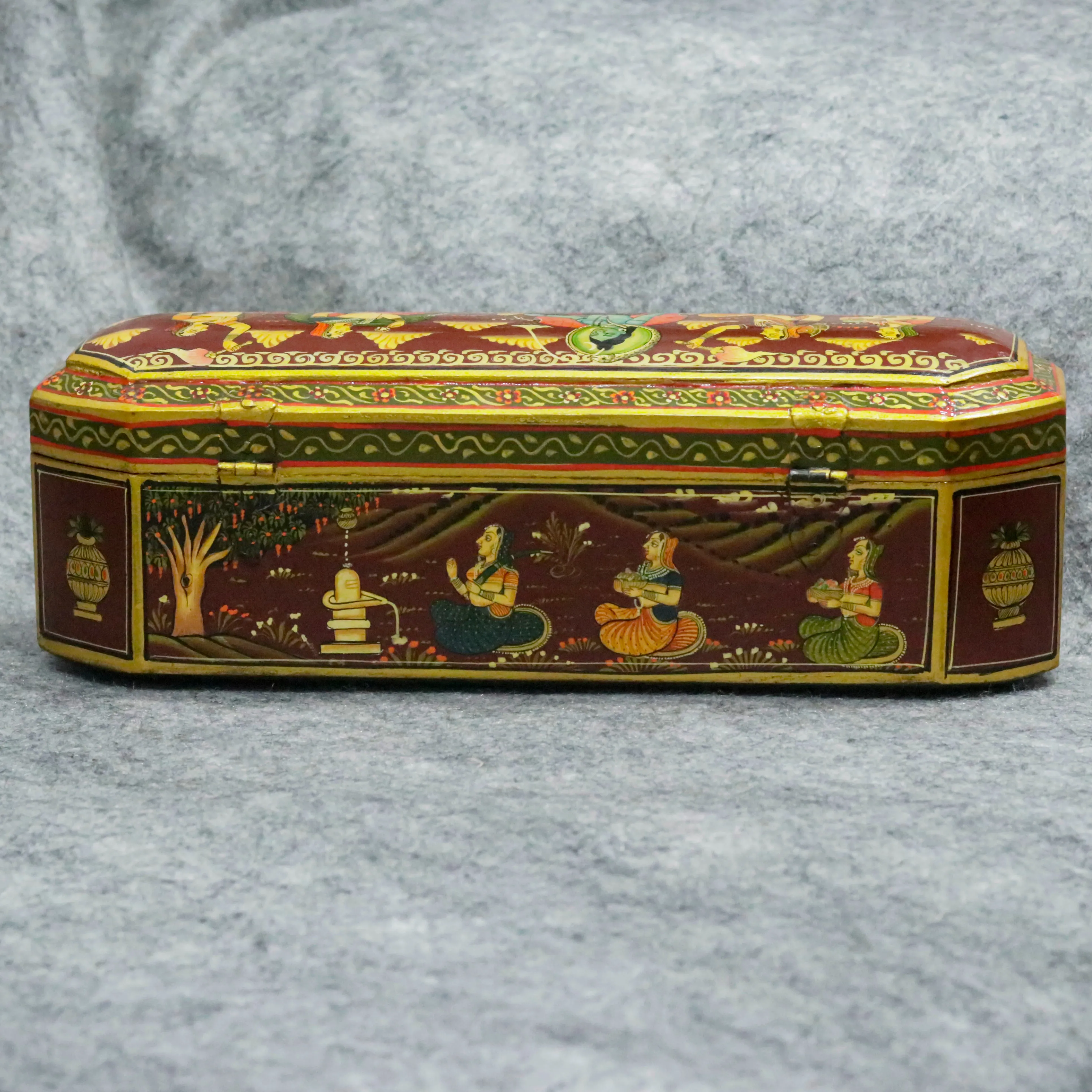 Hand Painted Indian Art jeweler box with multiple slots