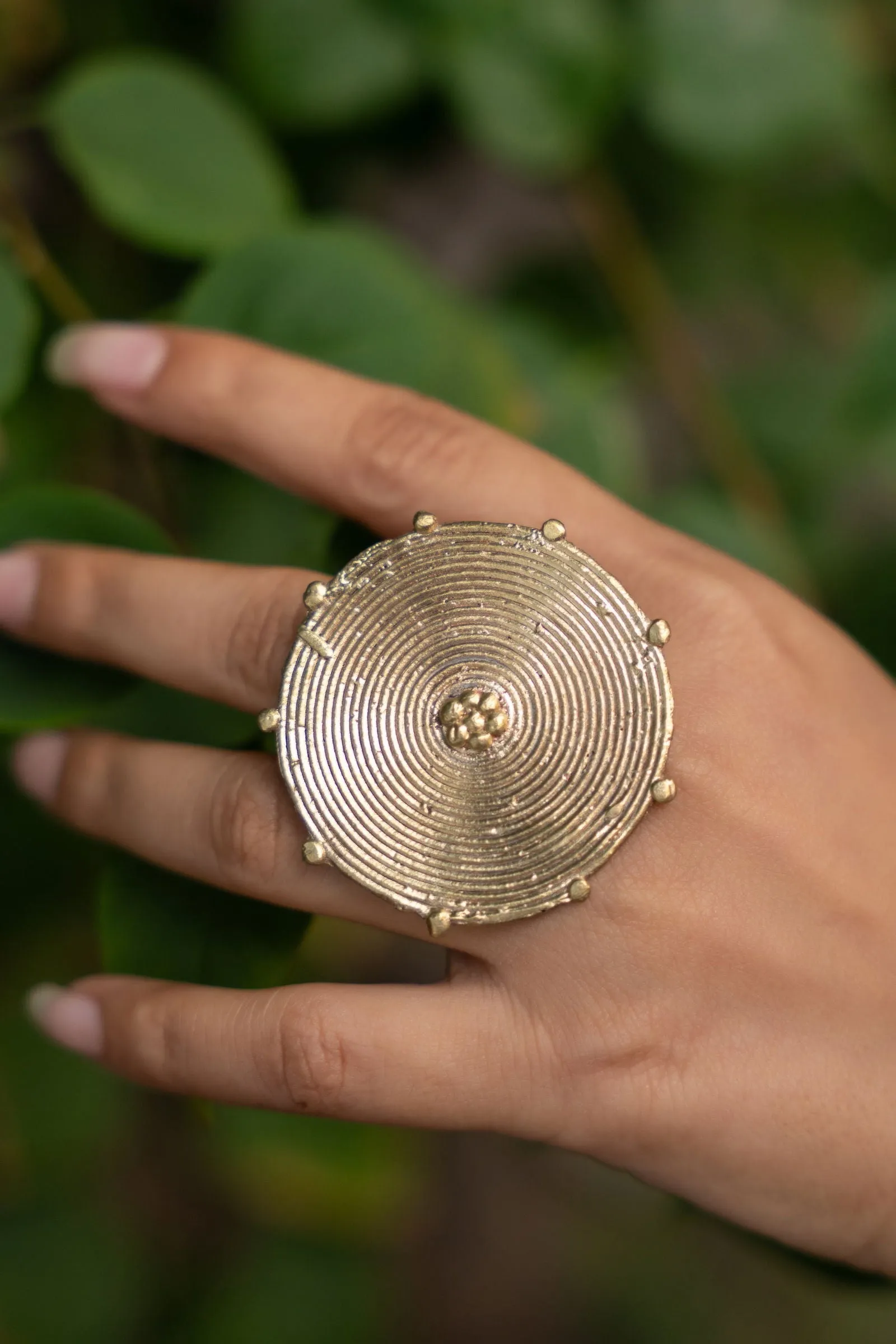 Handmade Adjustable Dokra Brass Finger Ring with Intricate Floral Design - Unique Artisanal Jewelry