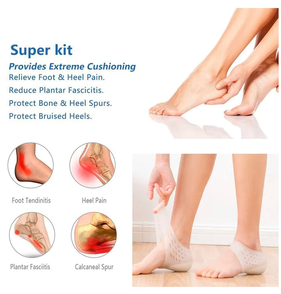 Heel Cups, Plantar Fasciitis Inserts, Heel Pads Cushion (3 Pairs) Great for Heel Pain, Heal Dry Cracked Heels, Achilles Tendinitis, for Men & Women.(Gel Heel Cups)