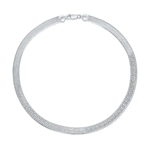 Herringbone Reversible Flat Greek Key Chain Collar Necklace Bracelet .925 Silver