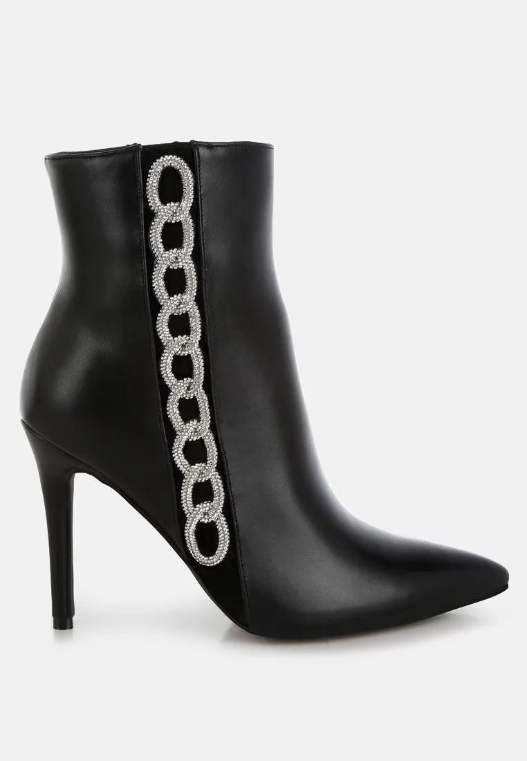 Kalina Rhinestones Chain Detail Boots