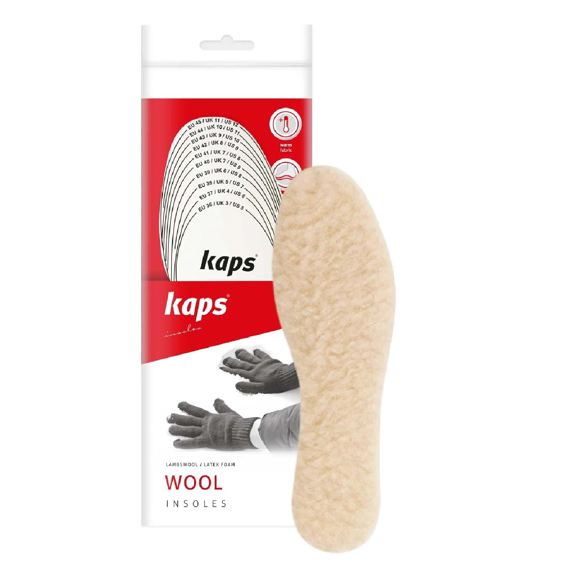 Kaps Wool, Quality 100% Natural Wool Shoe Insoles for Cold Weather, Made in Europe, Cut to fit