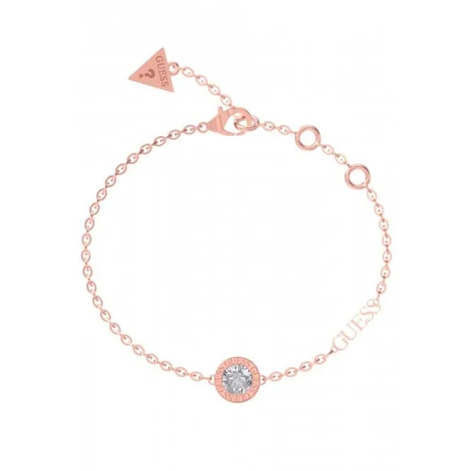 Ladies Rose Gold Plated Clear Charm Bracelet UBB02246RGL