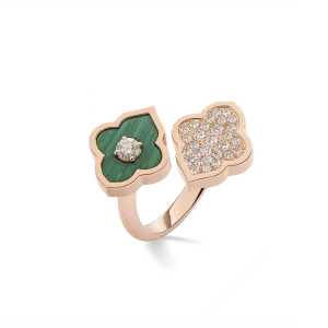 LUCE COLOUR - RING TOI ET MOI ROSE GOLD PAVE MALACHITE & 1 DIAMOND