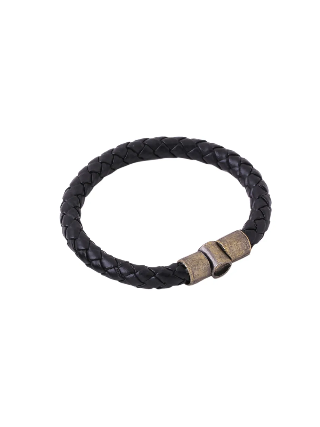 Men's Set Of 2 Black Leather Bracelet - Nvr