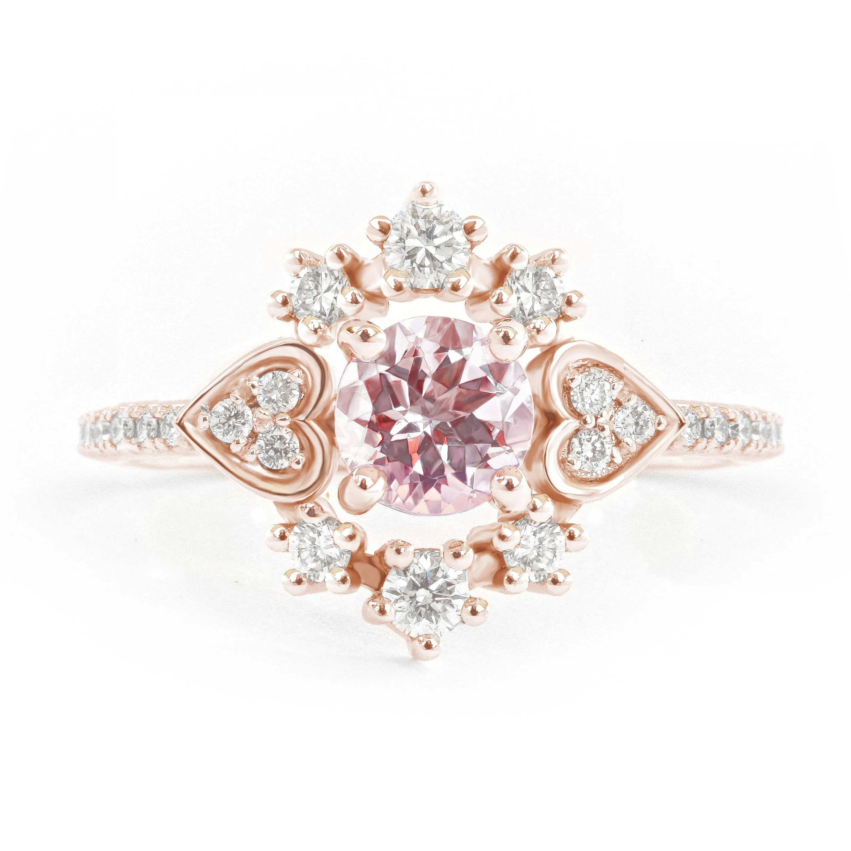 Morganite & Diamond Halo Unique Engagement Ring - Destiny One