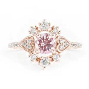 Morganite & Diamond Halo Unique Engagement Ring - Destiny One