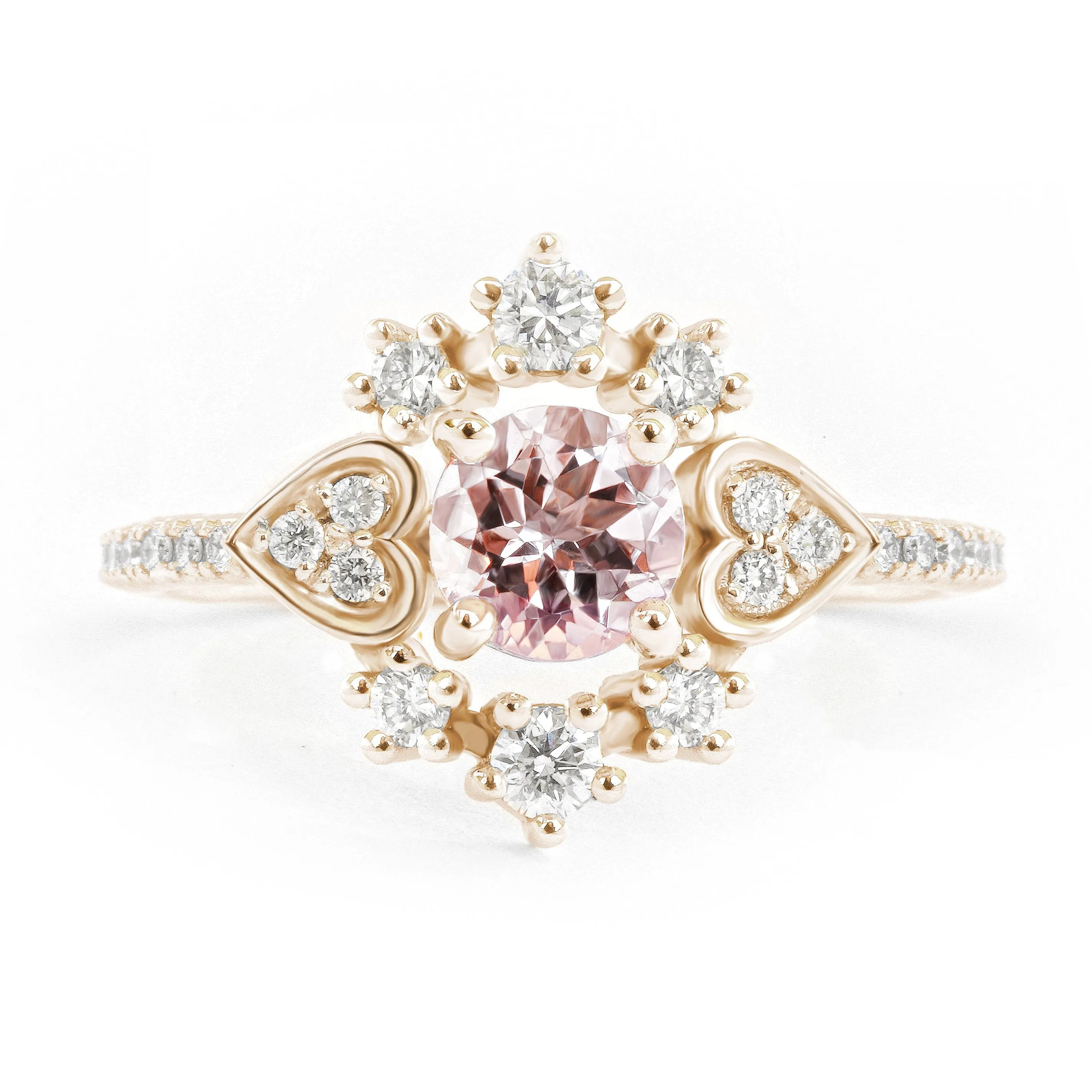 Morganite & Diamond Halo Unique Engagement Ring - Destiny One