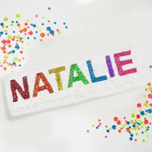 Personalized Half Barrel Rainbow Beaded Clutch Bag (KS)