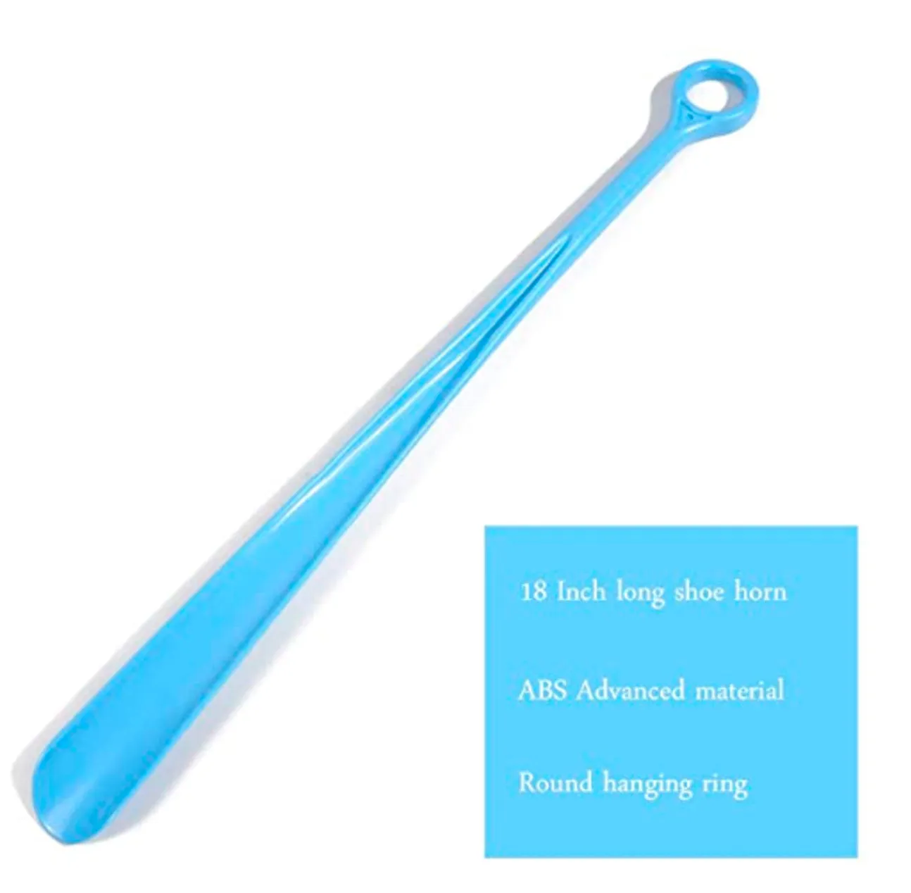 Plastic Shoe Horns Long Handle - 18 Inch Shoe Horn for Men,Women,Seniors 2 Pack Light Blue